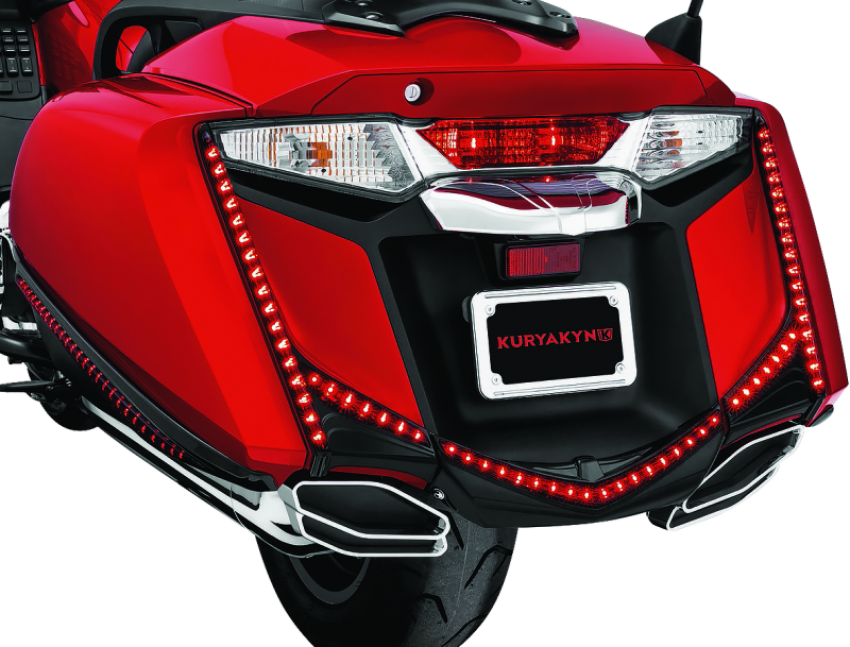 Kuryakyn 3247 L.E.D. Vertical Rear Light Strips 12-17 GL1800 Gloss Black Smoke Lens