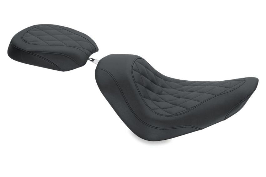 Mustang Motorcycle 76742 Mustang 06-17 Harley Softail Wide Tire (200mm) Wide Tripper Solo Seat Diamond Stitch- Black
