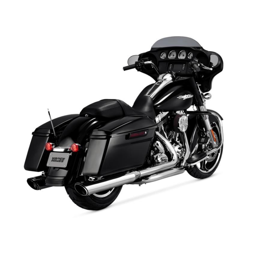 Vance and Hines 16672 Vance & Hines HD Dresser 17-22 Twin Slash Round Chrome Slip-On Exhaust
