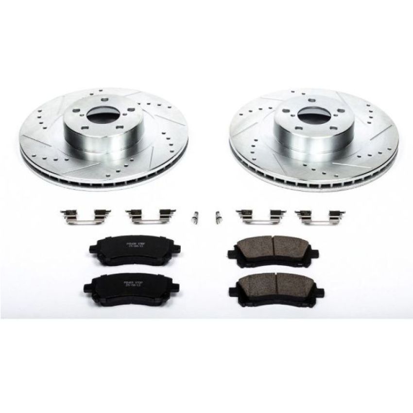 PowerStop K2369 Z23 Daily Driver Carbon-Fiber Ceramic Brake Pad and Drilled & Slotted Rotor Kit