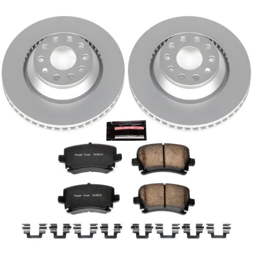 PowerStop CRK4628 Genuine Geomet Coated Rotor and Carbon-Fiber Ceramic Brake Pad Kit