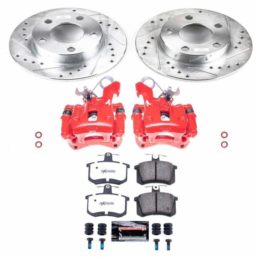 PowerStop KC584-26 Z26 Street Performance Ceramic Brake Pad, Drilled Slotted Rotor, and Caliper Kit