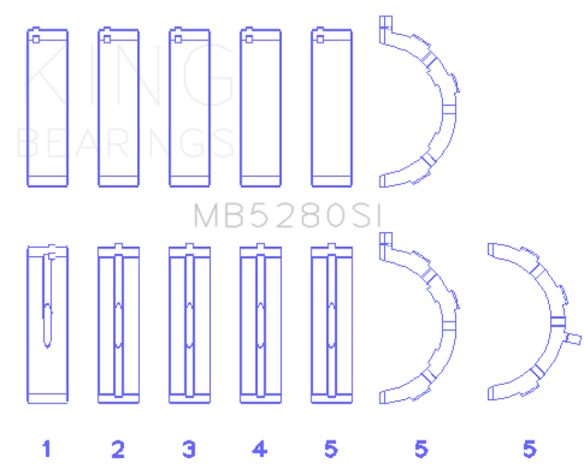 King Ford 281CI/330CI 4.6L/5.4L V8 (Size STD) Main Bearing Set