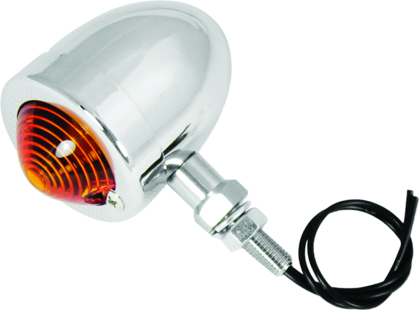 Bikers Choice 490160 Chrome Bullet Lite With Amber Lens 2 Inch Diameter Dual Filament Custom Stud Mount