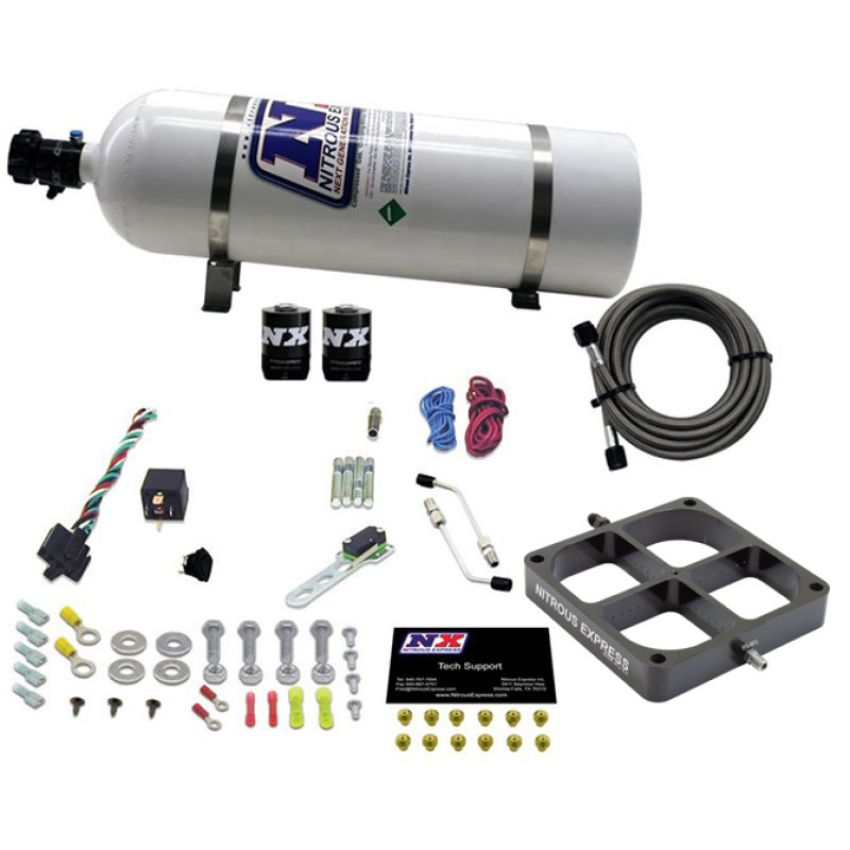 Nitrous Express 63980-15 SINGLE ENTRY CROSSBAR 8500 BASED THROTTLE BODY 15LB BOTTLE