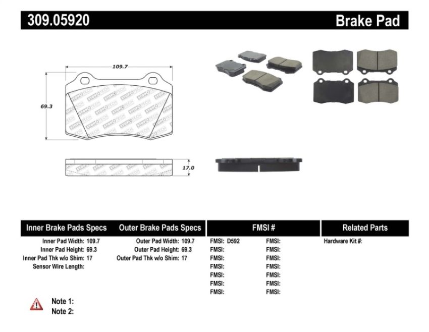 Stoptech 309.05920 Performance Brake Pads