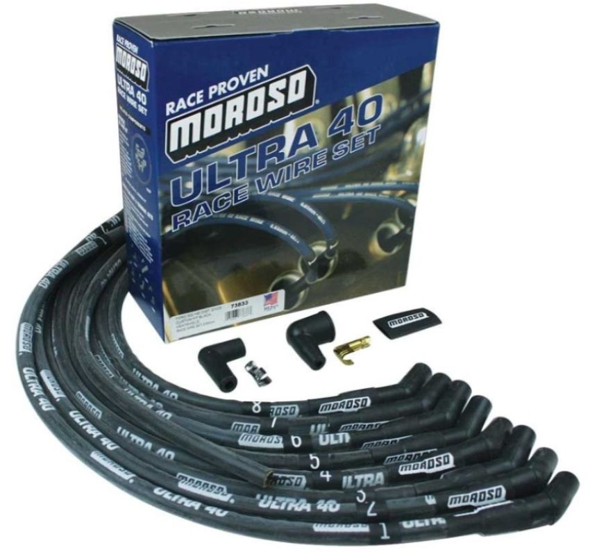 MOROSO MOR73833 Ultra 40 Plug Wire Set - Sleeved Black