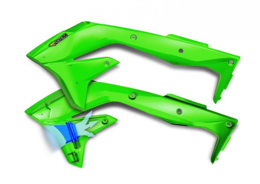 Cycra 1CYC-1867-72 16-18 Kawasaki KX450F Powerflow Radiator Shrouds - OEM Green