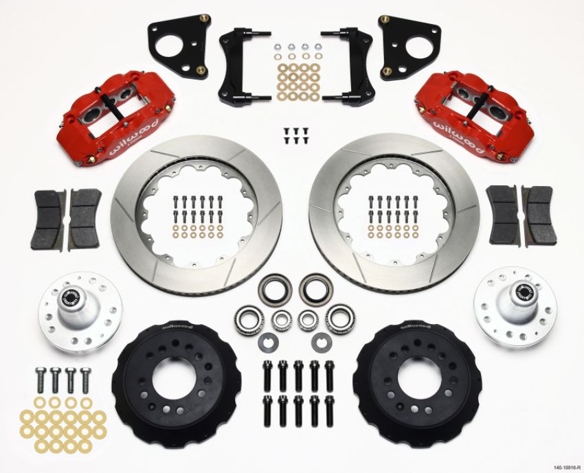 Wilwood 140-10816-R Narrow Superlite 6R Front Hub Kit 14.00in Red 62-72 CDP B & E Body-Drum