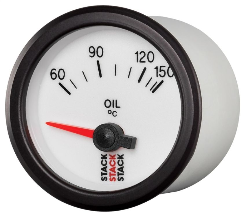 AutoMeter ST3259 Stack 52mm 60-150 Deg C M10 Male Electric Oil Temp Gauge - White
