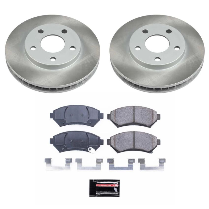 PowerStop SC2553 Semi-Coated Rotor and Low-Dust Ceramic Brake Pad Kit