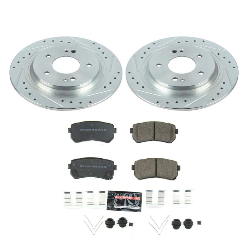 PowerStop K8306 Z23 Daily Driver Carbon-Fiber Ceramic Brake Pad and Drilled & Slotted Rotor Kit