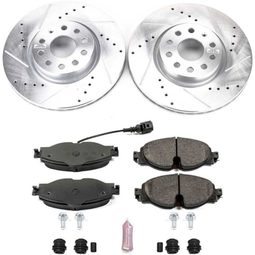 PowerStop K7082 Z23 Daily Driver Carbon-Fiber Ceramic Brake Pad and Drilled & Slotted Rotor Kit