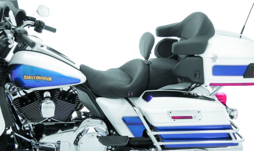 Mustang Motorcycle 79643 Mustang 08-21 Harley Electra Glide,Rd King,Str Glide Touring Heated 1PC Seat w/Driver Backrest-Black