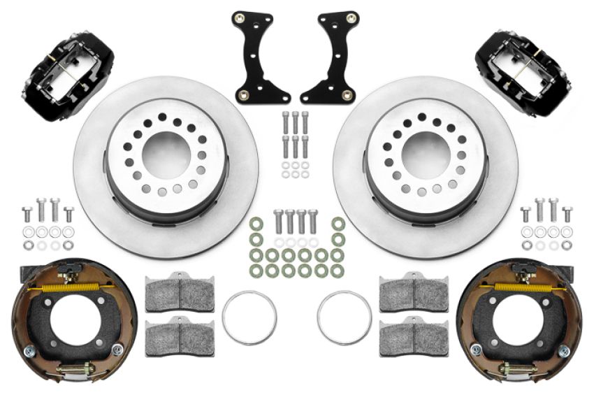 Wilwood 140-17121 Chevy Monte Carlo Forged 4 Piston DynaPro Black Caliper HP32 VV Plain Rotor - 12.19x0.81