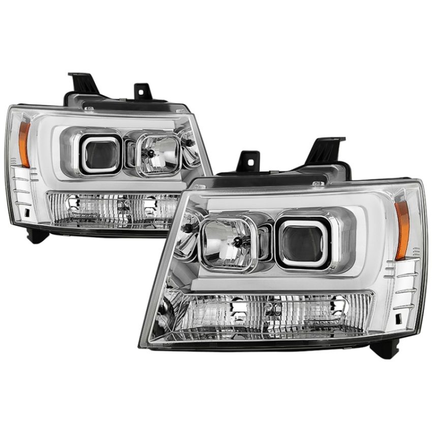 SPYDER 5086235 Projector Headlights - Version 2 - Switch Back Turn Signal Light Bar - Chrome