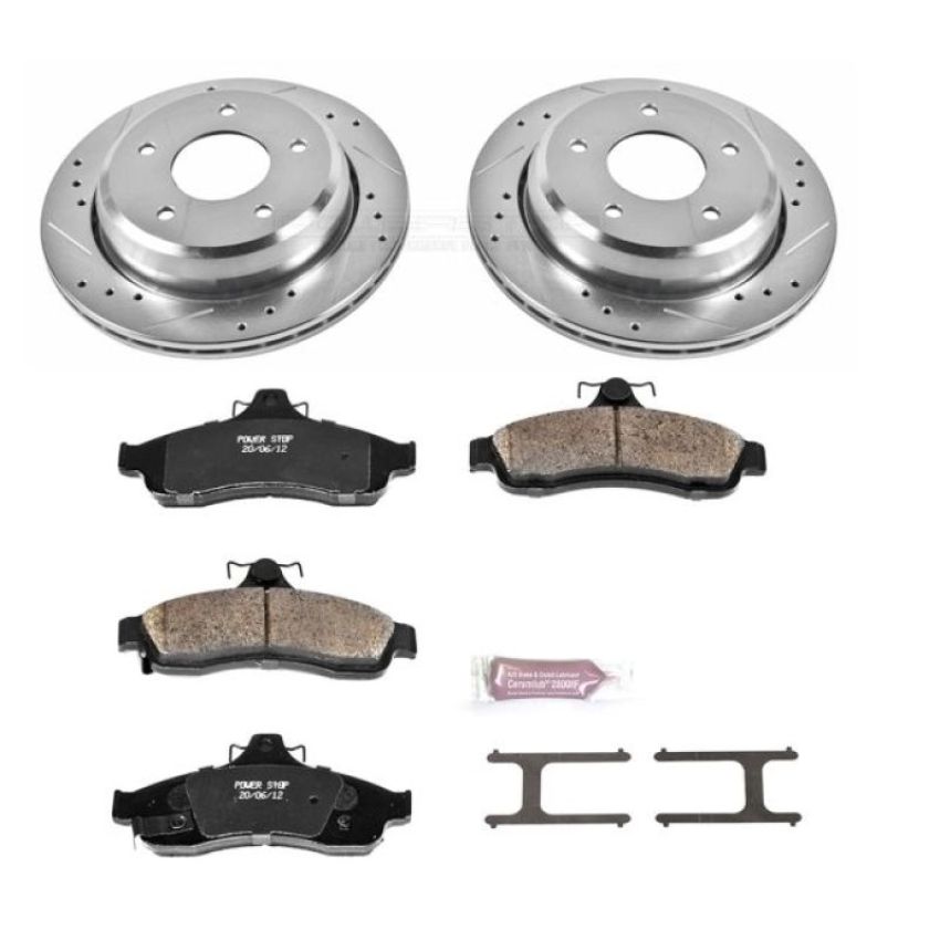PowerStop K5064 Z23 Daily Driver Carbon-Fiber Ceramic Brake Pad and Drilled & Slotted Rotor Kit