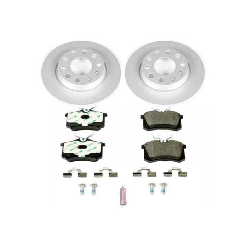 PowerStop ESK3109 Genuine Geomet Coated Rotors, ECE-R90 Brake Pads + Hardware Kit