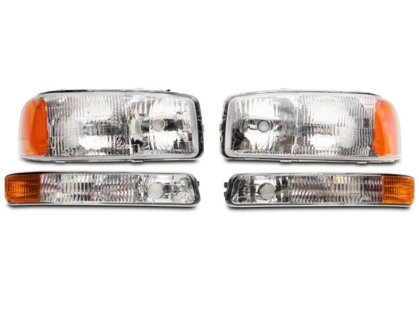 Raxiom S518302 99-06 GMC Sierra 1500 Axial Series OEM Style Rep Headlights- Chrome Housing (Clear Lens)