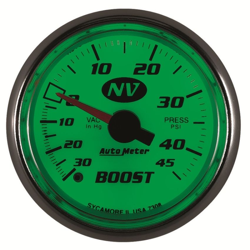 AutoMeter 7308 52mm Mechanical 30 In Hg-Vac/45 PSI Vacuum / Boost Gauge