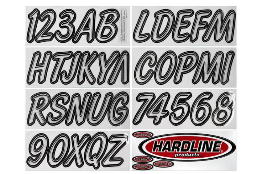 Hardline SIBKG400 Boat Lettering Registration Kit 3 in. - 400 Silver/Black