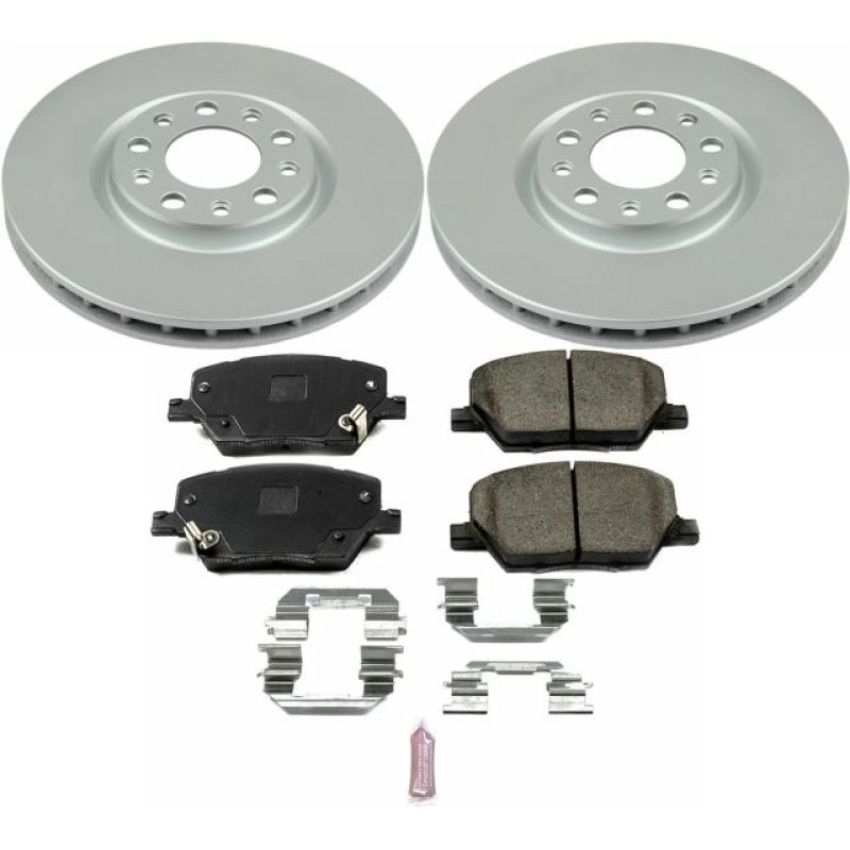 PowerStop CRK7299 Genuine Geomet Coated Rotor and Low-Dust Ceramic Brake Pad Kit