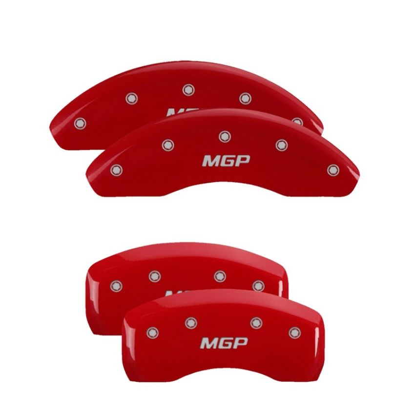 MGP 20002SMGPRD 4 Caliper Covers Engraved Front & Rear  Red finish silver ch