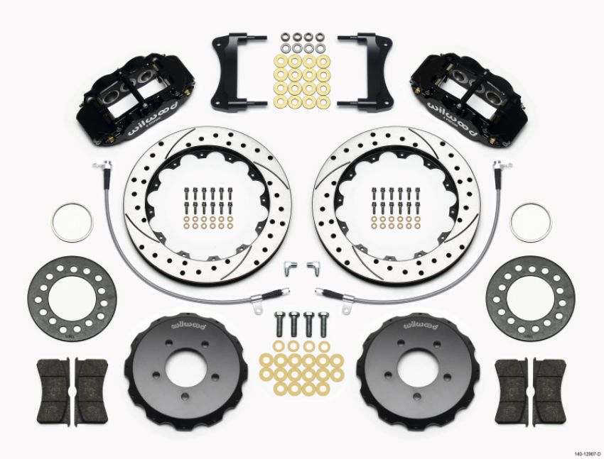 Wilwood 140-12907-D Narrow Superlite 6R Front Hat Kit 12.88in Drilled 2005-Up Mazda Miata w/ Lines