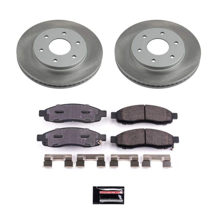 PowerStop SC2442 Semi-Coated Rotor and Low-Dust Ceramic Brake Pad Kit