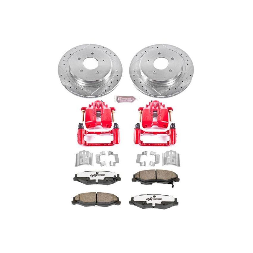 PowerStop KC1563-26 Z26 Street Performance Ceramic Brake Pad, Drilled Slotted Rotor, and Caliper Kit