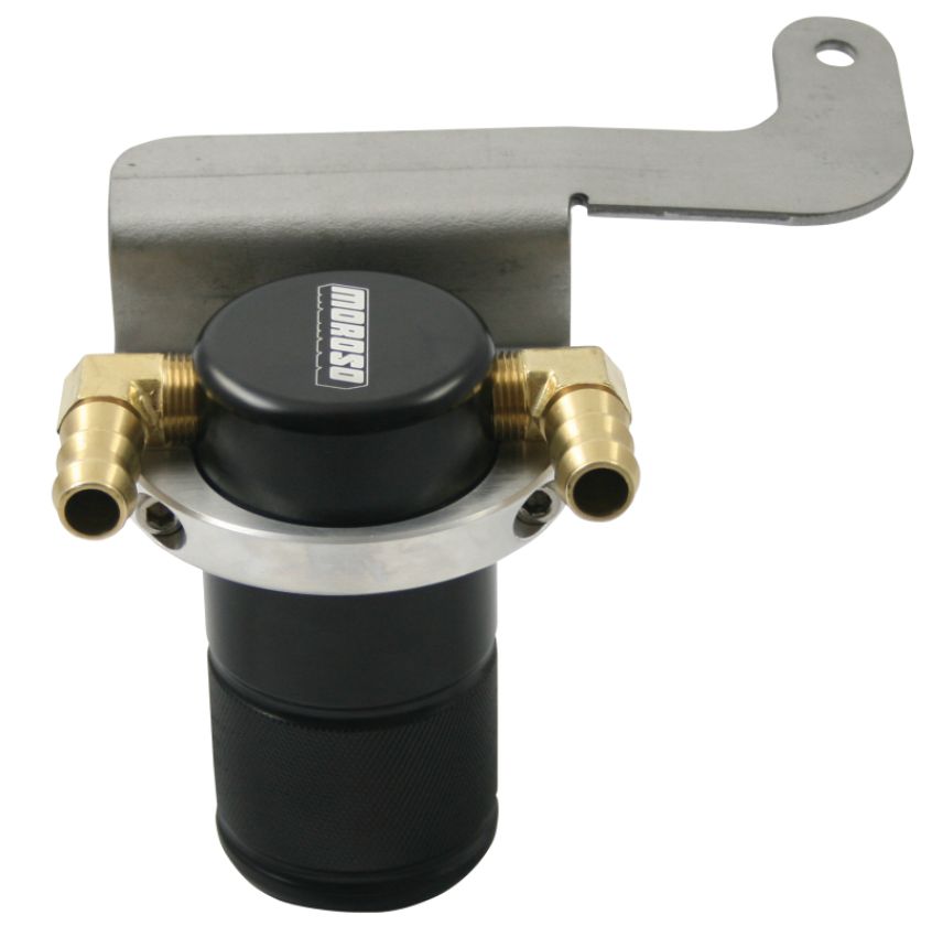 Moroso 85605 11-14 Ford Mustang GT (w/Roush Supercharger) Air/Oil Separator Catch Can - Billet Alum -Black