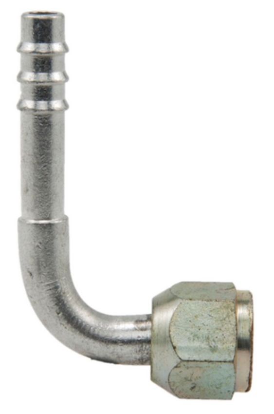 Four Seasons 11606 90 Degree Female Flare, Aluminum, Standard Diameter Barb and Clamp, A/C Fitting