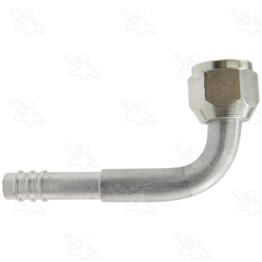 Four Seasons 11608 90 Degree Female Flare, Aluminum, Standard Diameter Barb and Clamp, A/C Fitting