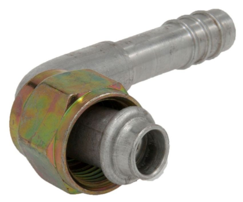 Four Seasons 12208 90 Degree Female O-Ring, Aluminum, Standard Diameter Barb and Clamp, A/C Fitting