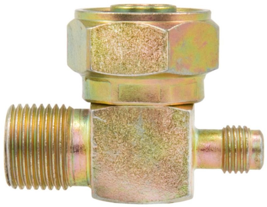 Four Seasons 12718 90 Degree Tube-O to Male Insert O-Ring with R134a Service Port, Steel, Adapter