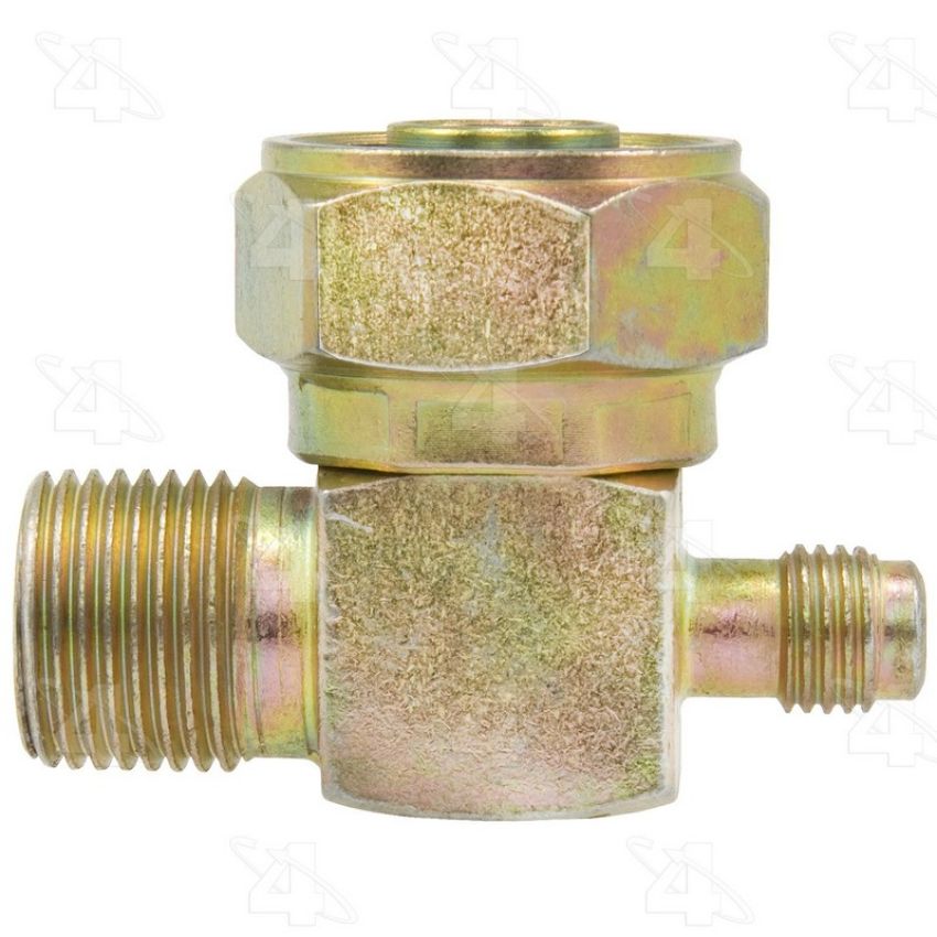 Four Seasons 12718 90 Degree Tube-O to Male Insert O-Ring with R134a Service Port, Steel, Adapter