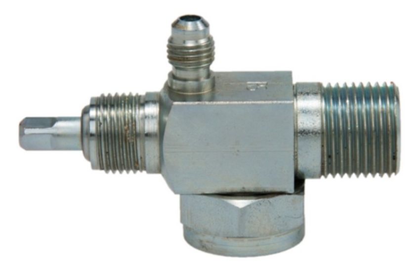 Four Seasons 12731 90 Degree Rotolock to Male Insert O-Ring with R12 Service Port, Steel, Service Valve