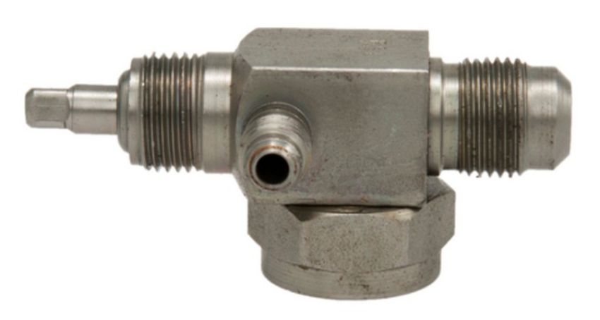 Four Seasons 12778 90 Degree Tube-O to Male Flare with R12 Service Port, Steel, Adapter, A/C Fitting