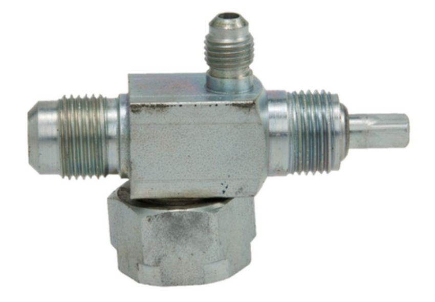 Four Seasons 12918 90 Degree Tube-O to Male Flare with R12 Service Port, Steel, Adapter, A/C Fitting