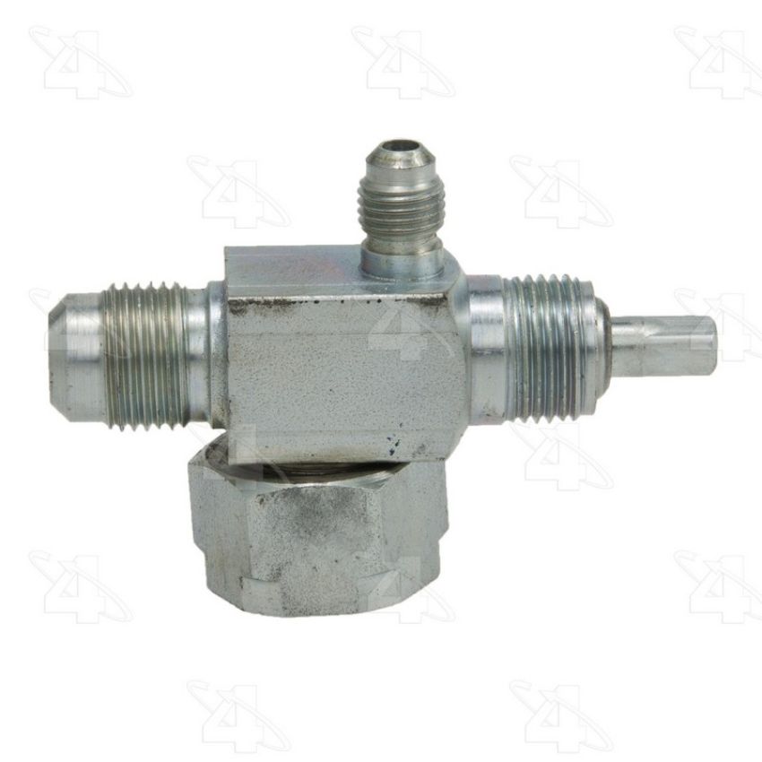 Four Seasons 12918 90 Degree Tube-O to Male Flare with R12 Service Port, Steel, Adapter, A/C Fitting