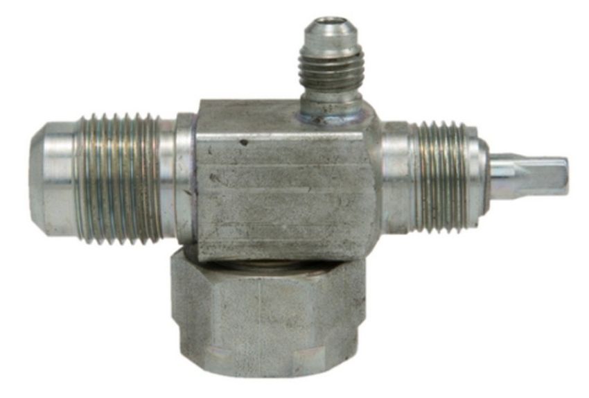 Four Seasons 12920 90 Degree Rotolock to Male Flare with R12 Service Port, Steel, Service Valve Adapter