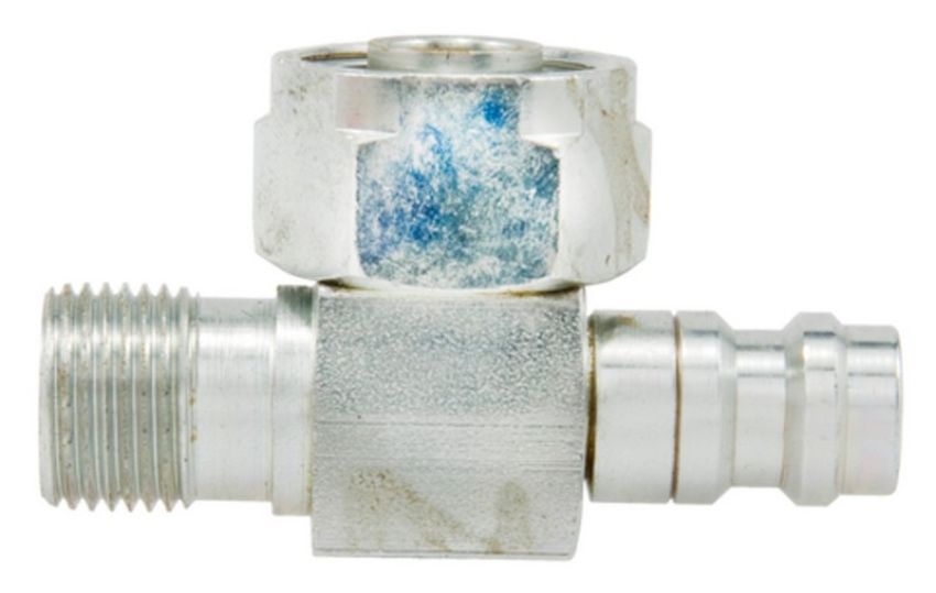 Four Seasons 14718 90 Degree Tube-O to Male Insert O-Ring with R134a Service Port, Steel, Adapter