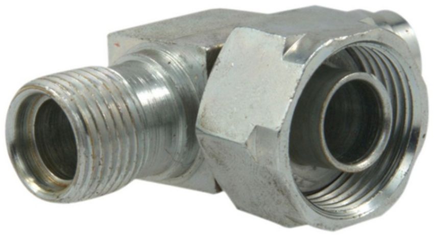 Four Seasons 14718 90 Degree Tube-O to Male Insert O-Ring with R134a Service Port, Steel, Adapter