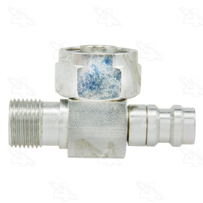 Four Seasons 14718 90 Degree Tube-O to Male Insert O-Ring with R134a Service Port, Steel, Adapter