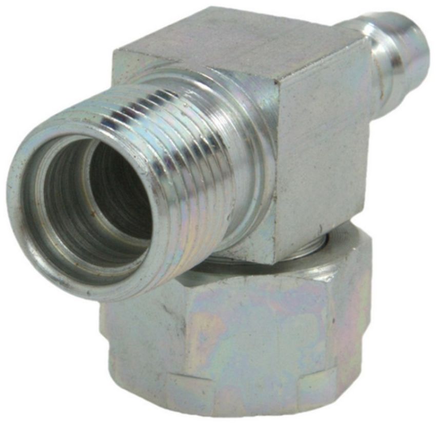 Four Seasons 14720 90 Degree Tube-O to Male Insert O-Ring with R134a Service Port, Steel, Adapter