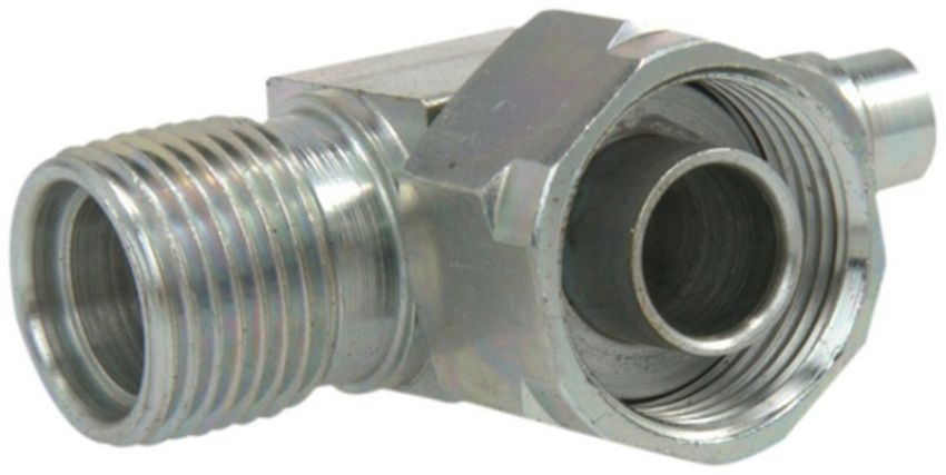 Four Seasons 14720 90 Degree Tube-O to Male Insert O-Ring with R134a Service Port, Steel, Adapter