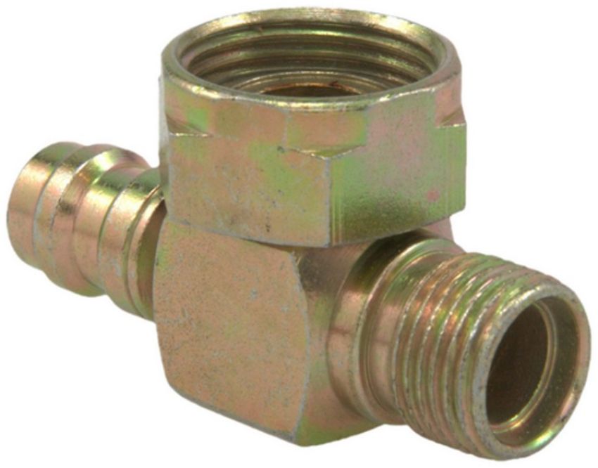 Four Seasons 14728 90 Degree Rotolock to Male Insert O-Ring with R134a Service Port, Steel, Adapter