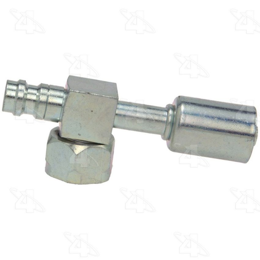 Four Seasons 14818 90 Degree Female O-Ring Short Drop with R134a Service Port, Stl, Std. Dia. Beadlock