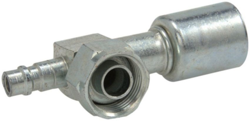 Four Seasons 14822 90 Degree Female O-Ring Short Drop with R134a Service Port, Stl, Std. Dia. Beadlock