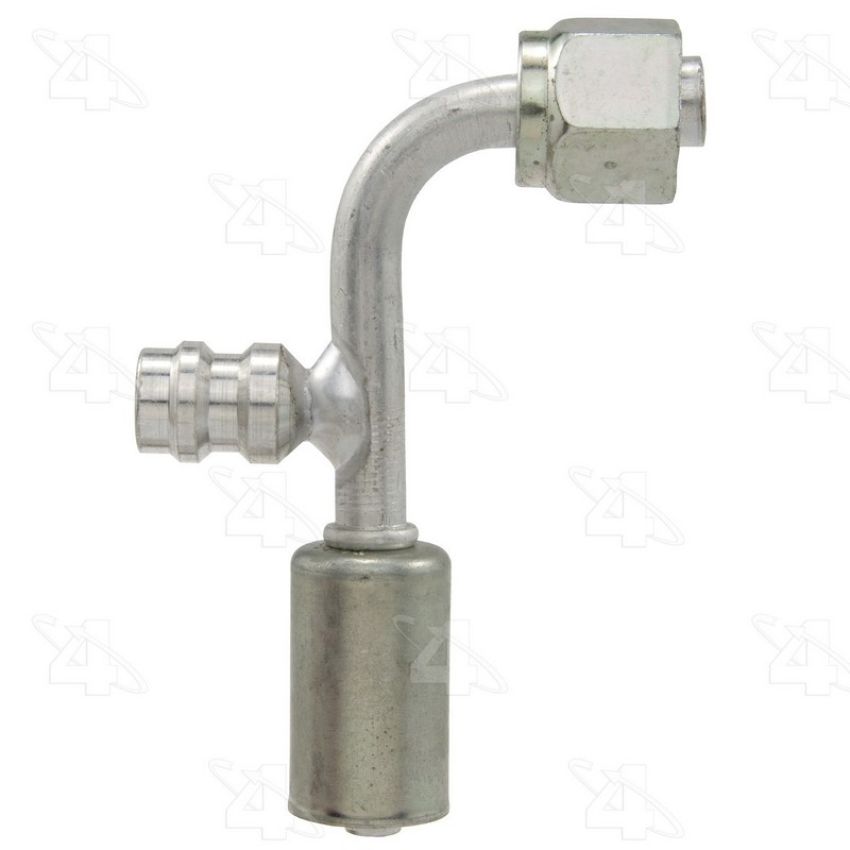 Four Seasons 14937 90 Degree Female O-Ring with R134a Service Port, Aluminum, Standard Diameter Beadlock
